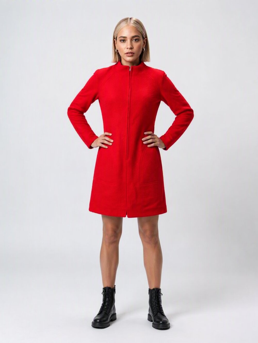Vintage 60's Saks Fifth Avenue Red Wool Flannel Dress M